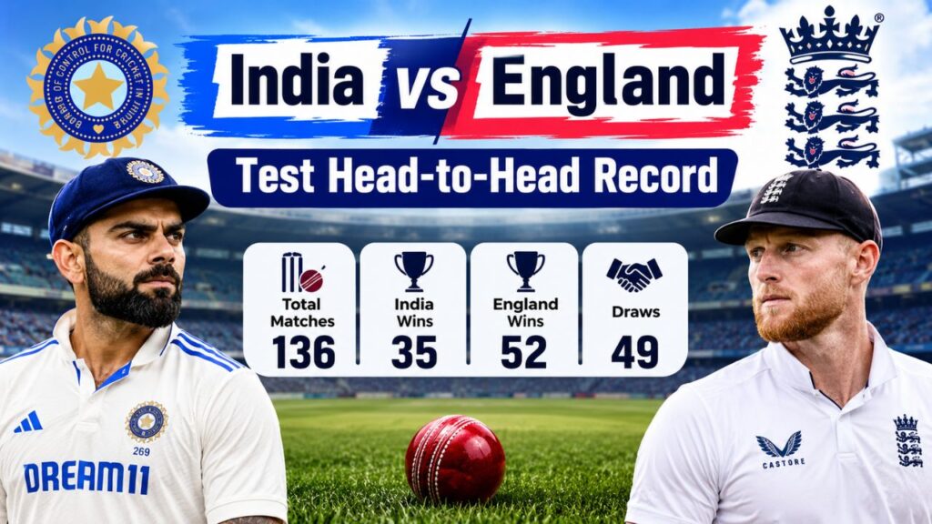 India vs England Test Head-to-Head Record 
