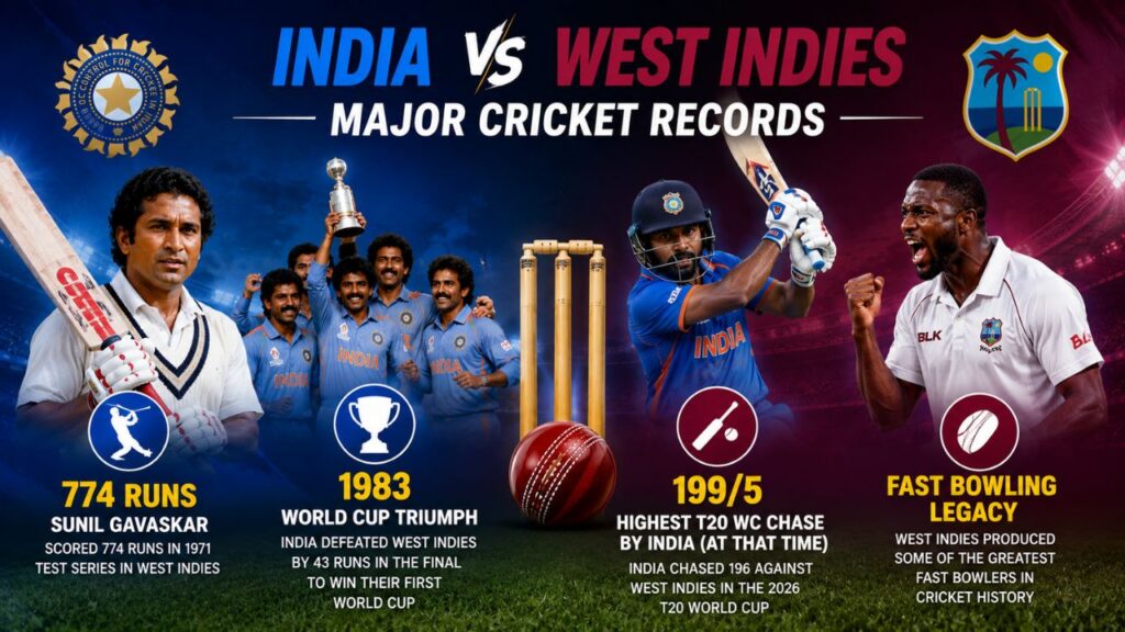 India vs West Indies Major Cricket Records